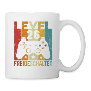 Level 26 Freigeschaltet Geburtstag Mann Frau Gamer - Tasse - Weiß - Rechts