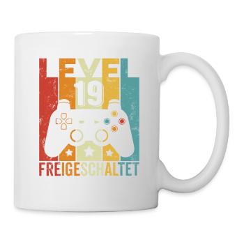 Level 19 Freigeschaltet Geburtstag Junge Mädchen - Tasse - Weiß - Rechts