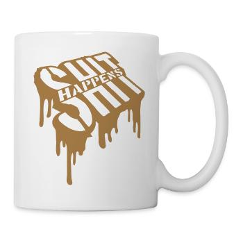 Graffiti Shit happens Witz - Tasse - Weiß - Rechts