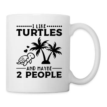 I like turtles and maybe 2 people - Mug - white - Right