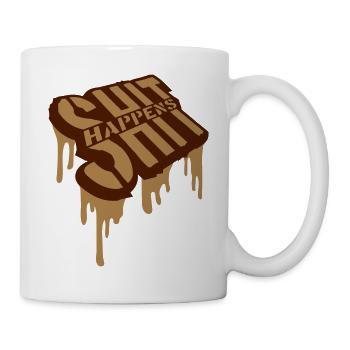 Tropfen Shit happens Witz - Tasse - Weiß - Rechts