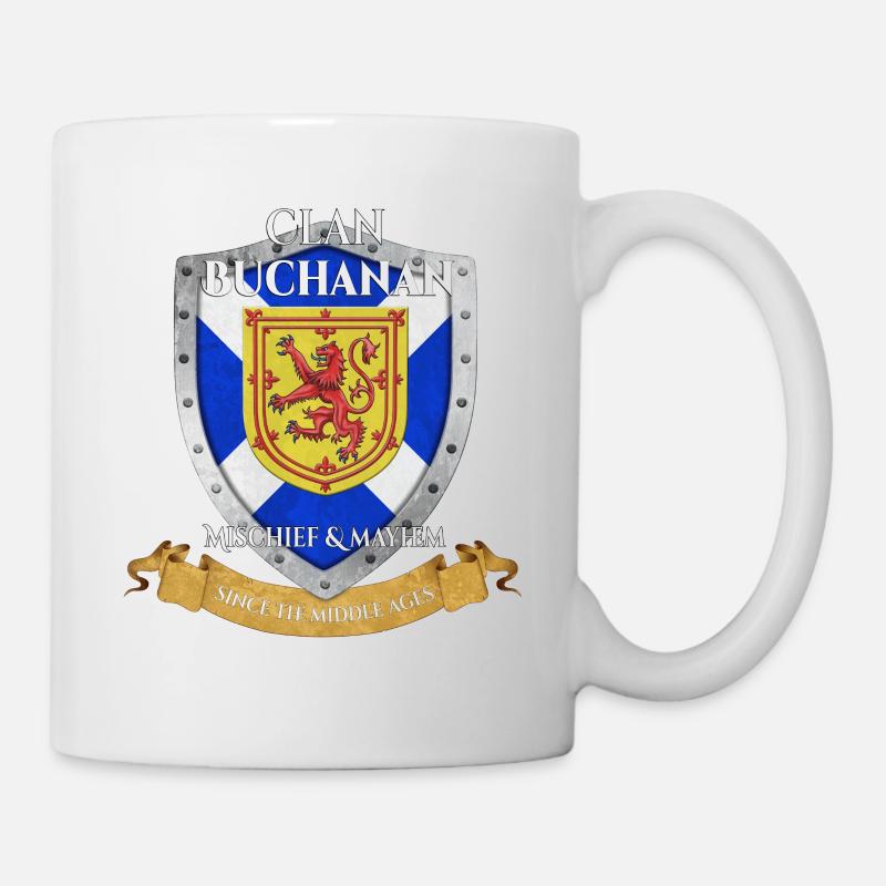 Buchanan Scottish Family Clan Bouclier d’Écosse - Mug blanc - blanc