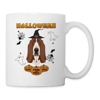 Happy Halloween I Dog Lover I Basset Hound - Tasse - Weiß - Rechts