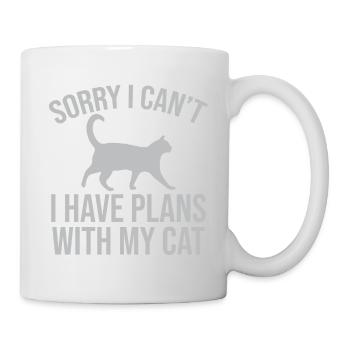Désolé, je ne peux pas avoir de plans avec mon chat - Mug blanc - blanc - Droite