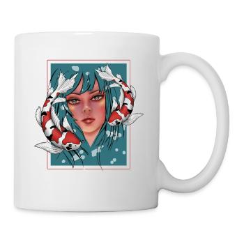 Mädchen mit Koi - Tasse - Weiß - Rechts