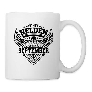 Echte Helden werden im September geboren - Tasse - Weiß - Rechts