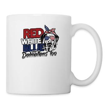 Rouge Blanc Bleu et Dalmatiens aussi - woof - Mug blanc - blanc - Droite