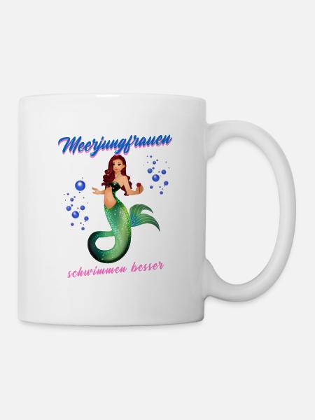 Schwimmen Spruch Lustig Meerjungfrauen Schwimmen - Tasse - Weiß