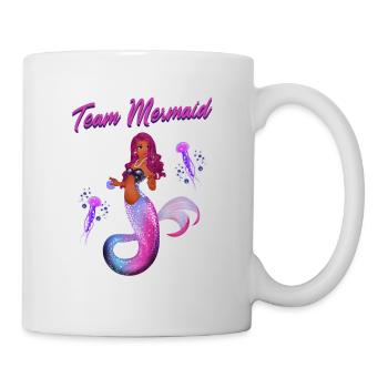 Meerjungfrauen Schwimmen Spruch Team Mermaid - Tasse - Weiß - Rechts
