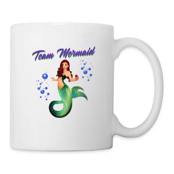 Meerjungfrauen Schwimmen Spruch Team Mermaid - Tasse - Weiß - Rechts