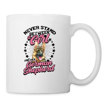 Ne vous tenez jamais entre une fille et son allemand - Mug blanc - blanc - Droite
