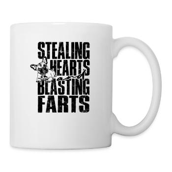 Herzen stehlen und Fürze sprengen - doggy - Tasse - Weiß - Rechts