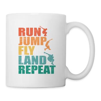 Run Jump Fly Land Repeat Parkour Traceur - Tasse - Weiß - Rechts