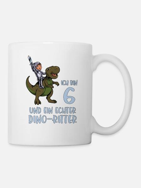 Geburtstagsshirt Dino Ritter - 6 Geburtstag Junge - Tasse - Weiß