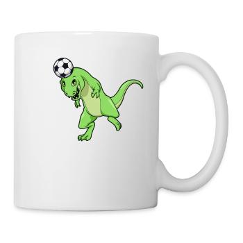 Comic TREX plays football - Mug - white - Right