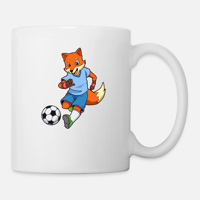 Comic Fuchs spielt Fußball - Tasse - Weiß