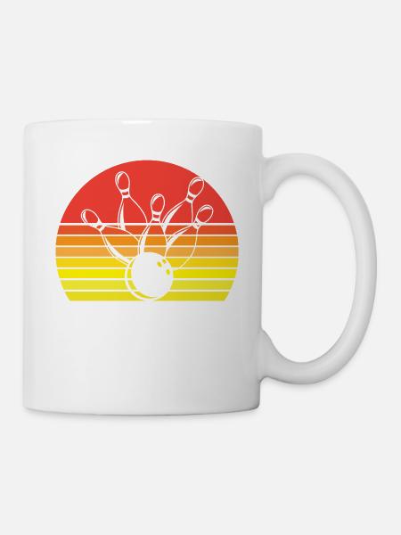 Bowling gestreift - Tasse - Weiß