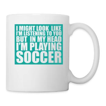 Fußballkopf - Tasse - Weiß - Rechts
