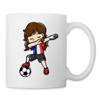 Tupfende Mädchen Fußballspieler Französisch - Tasse - Weiß - Rechts