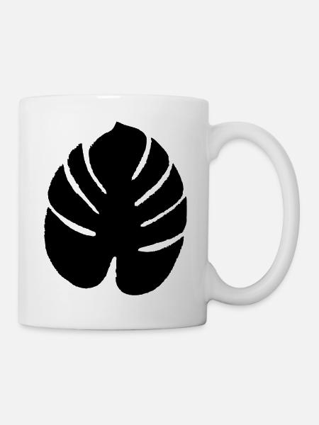 Exotisches Blatt schwarz - Tasse - Weiß