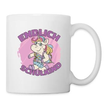 Endlich Schulkind Endlich Schulkind Geschenk Inspi - Tasse - Weiß - Rechts