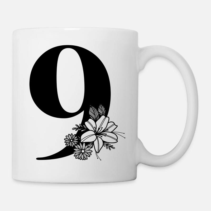 Zahl 9 - Tasse - Weiß