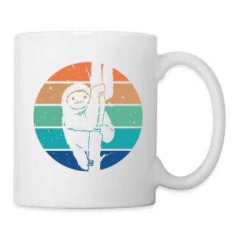 Süßes Retro Vintage Faultier - Tasse - Weiß - Rechts