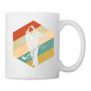 Retro Vintage Hockey sur glace Femmes Filles - Mug blanc - blanc - Droite