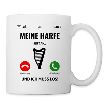 Harfenspieler Harfe Musik Saiteninstrument Idee - Tasse - Weiß - Rechts