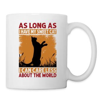 Tant que j’ai mon doux chat, je m’en fiche - Mug blanc - blanc - Droite