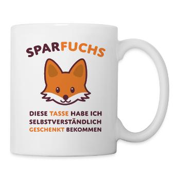 Lustig Sparfuchs Fuchs Bürohumor - Tasse - Weiß - Rechts