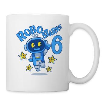 Roboter Geburtstagsmotiv 6 Jahre Jungen Geschenk - Tasse - Weiß - Rechts