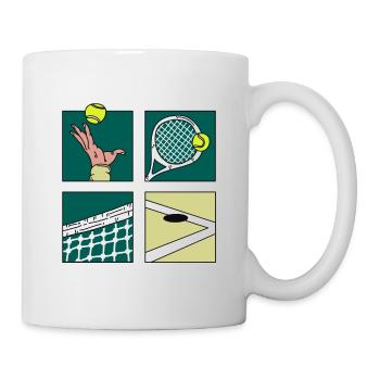 Tennisspieler Geschenk Comic Tennis Turnier Pokal - Tasse - Weiß - Rechts