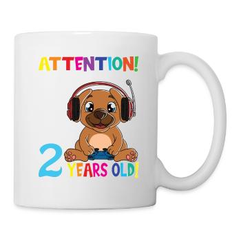 Gaming Dog Attention I Am Now 2 Years Old - Mug - white - Right