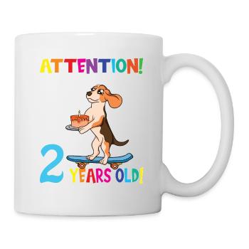 Dog Boy Attention I Am Now 2 Years Old - Mug - white - Right