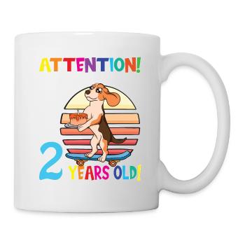 Dog Boy Attention I Am Now 2 Years Old - Mug - white - Right