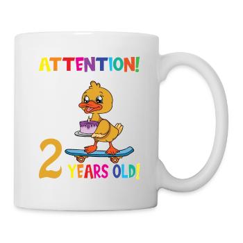 Birthday Duck Attention I Am Now 2 Years Old - Mug - white - Right