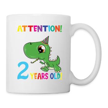 Dino Boy Attention I Am Now 2 Years Old - Mug - white - Right
