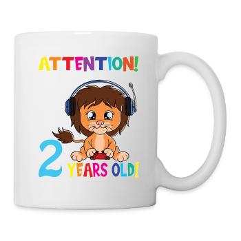 Gaming Lion Attention I Am Now 2 Years Old - Mug - white - Right