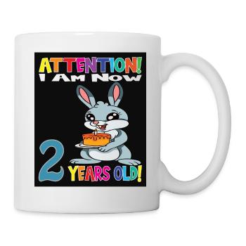Rabbit Attention I Am Now 2 Years Old - Mug - white - Right