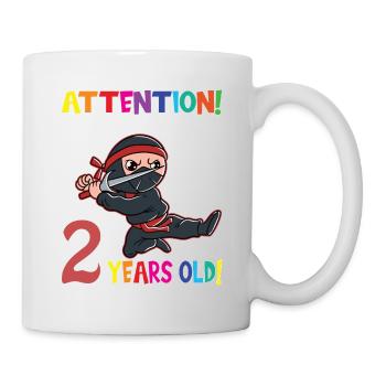 Ninja Boy Attention I Am Now 2 Years Old - Mug - white - Right