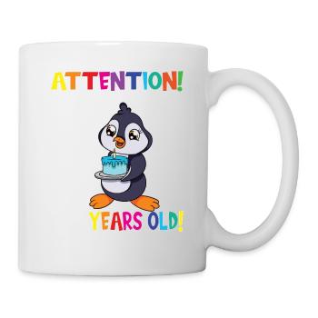 Penguin Attention I Am Now 2 Years Old - Mug - white - Right