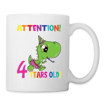 Anniversaire Dino Girl J'ai maintenant 4 ans - Mug blanc - blanc - Droite