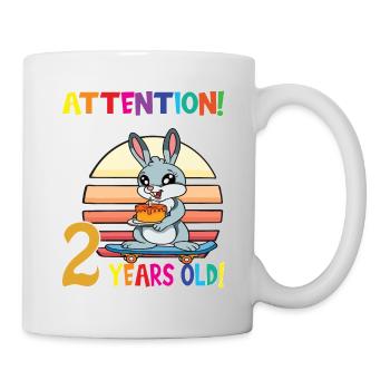 Rabbit Attention I Am Now 2 Years Old - Mug - white - Right