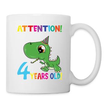 Dino Anniversaire J’ai maintenant 4 ans - Mug blanc - blanc - Droite