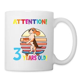 Dog Attention I Am Now 3 Years Old - Mug - white - Right