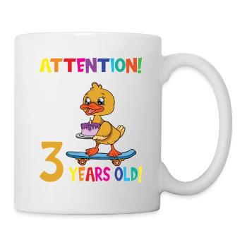 Duck Attention I Am Now 3 Years Old - Mug - white - Right