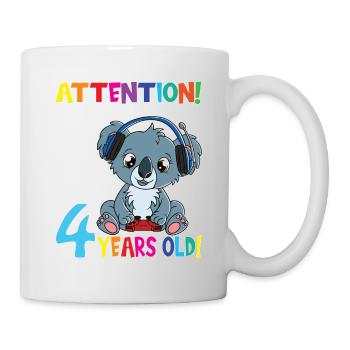 Koala Anniversaire J’ai maintenant 4 ans - Mug blanc - blanc - Droite