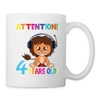Anniversaire de lion j’ai maintenant 4 ans - Mug blanc - blanc - Droite