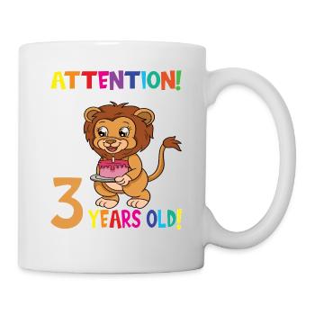Lion Boy Attention I Am Now 3 Years Old - Mug - white - Right